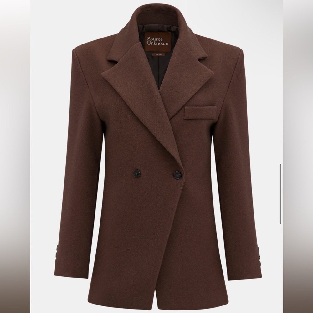 NANGY DOUBLE BREASTED CINCHED BLAZER, PECAN - XS/S